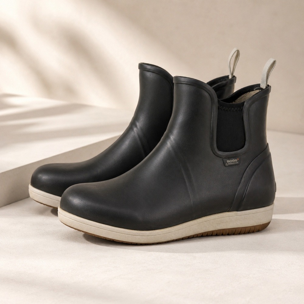 Bogs Kicker Rain Slip On Women 11 Black Waterproof Chelsea Rubber Boots